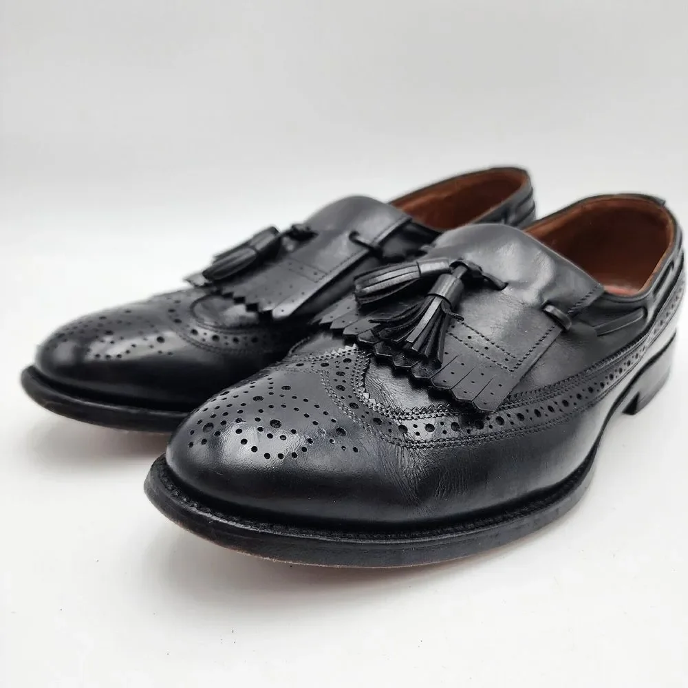 Allen Edmonds 'Arlington' Black Longwing Kiltie Tassel Loafers Size 10A Men Shoe